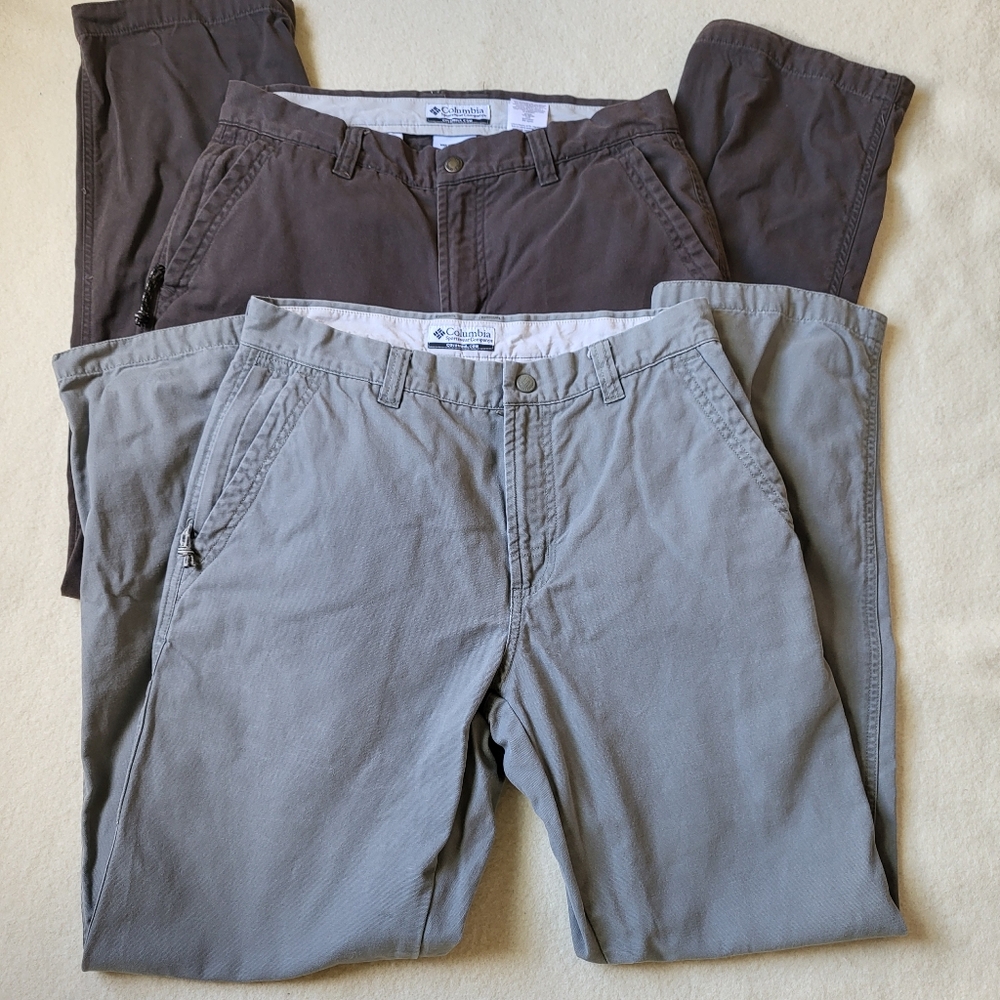 2 Pairs Columbia Pants Women's Size 8 Cotton Brown Green